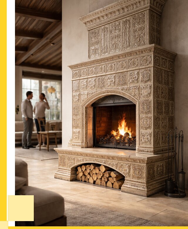 Купить изразцовый камин в Ульяновске от 257125 р. | ЭриданУлн