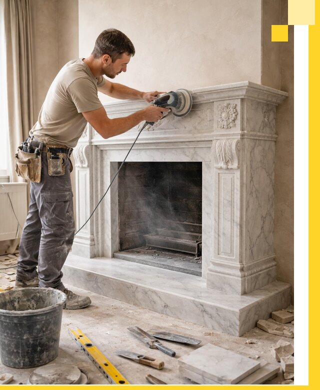 Изготовление и установка мраморных каминов в Ульяновске под ключ