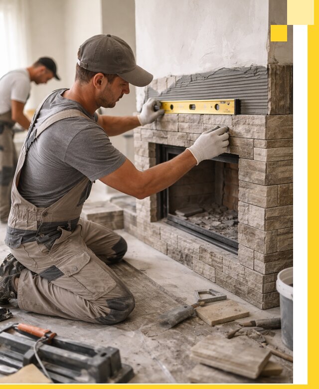 Облицовка каминов в Ульяновске, монтаж и отделка натуральным камнем