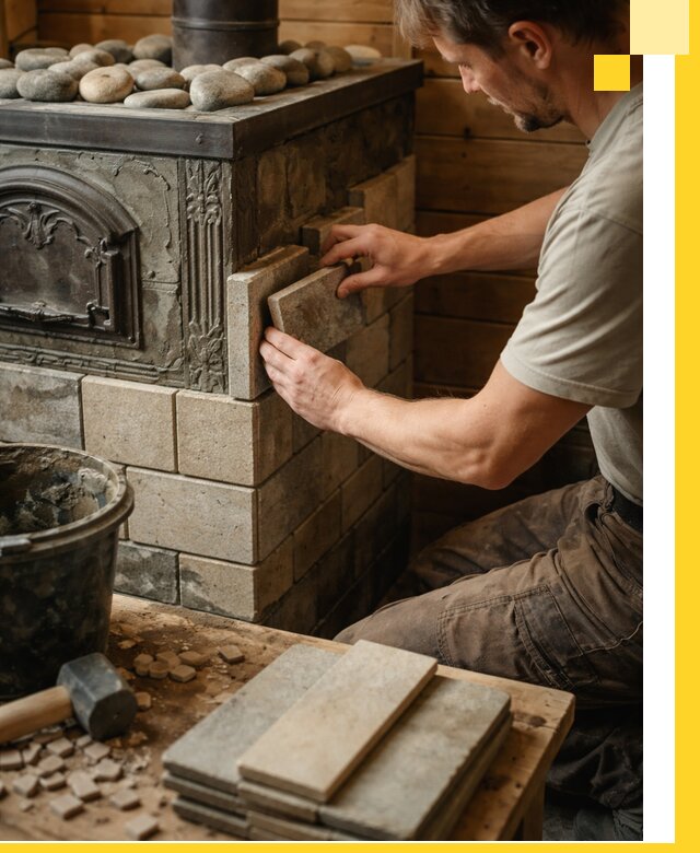 Облицовка банных печей в Ульяновске профессиональная отделка