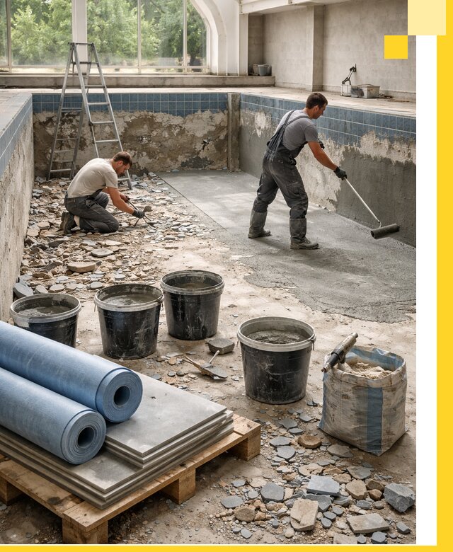 Реконструкция бассейнов в Ульяновске: ремонт, гидроизоляция