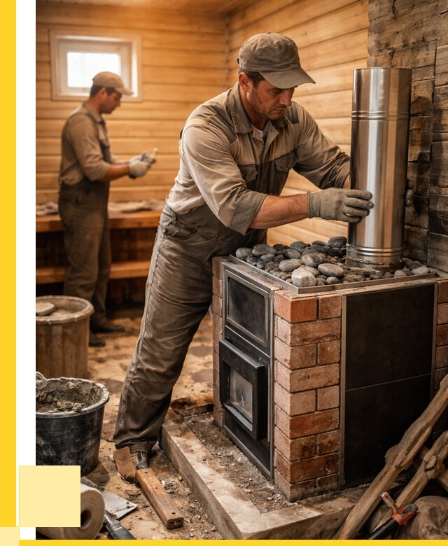 Монтаж печи в бане под ключ в Ульяновске от 20570 р. | ЭриданУлн