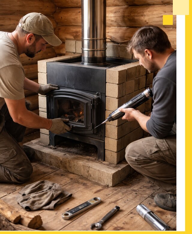 Монтаж и установка печи в бане под ключ с гарантией в Ульяновске