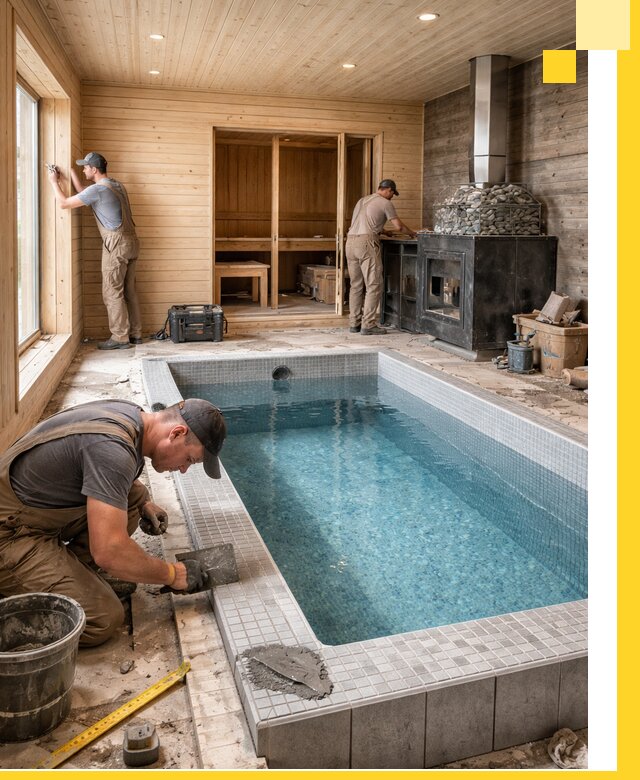 Проект бани с бассейном и сауной в Ульяновске под ключ