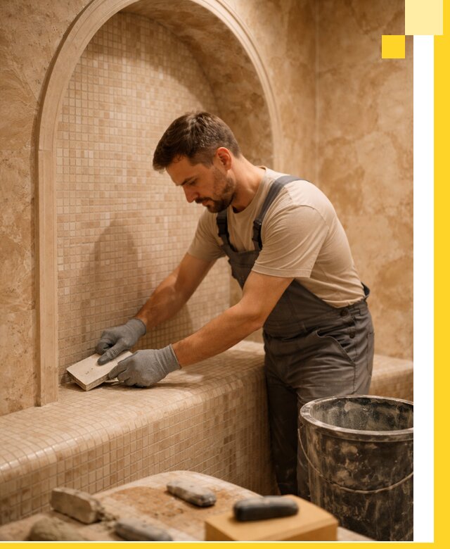 Профессиональная отделка хамамов с мозаикой под ключ в Ульяновске